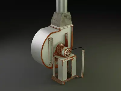 Ventilation cyclone in the shelter Low-poly 3D model