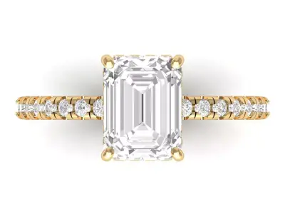 Wedding-Ring emerald cut diamond engagement ring  3D print model