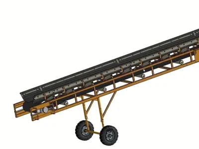 Mobile Belt Conveyor System - Movable Loading Conveyor 3D model