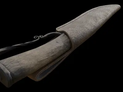 Hunting Knife and Sheath Low-poly 3D model