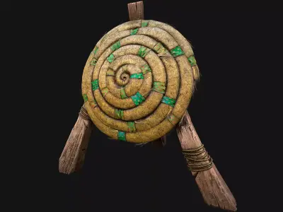 Straw Target Archer Combat Wooden Dummy  Medieval Environment Low-poly 3D model