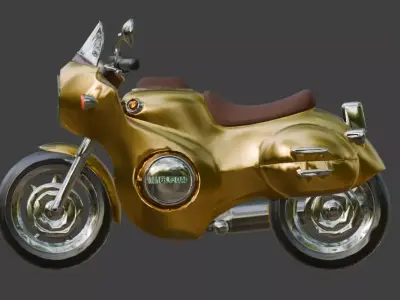 Futuristic Yellow Mini Motorcycle 3D Model Low-poly 3D model