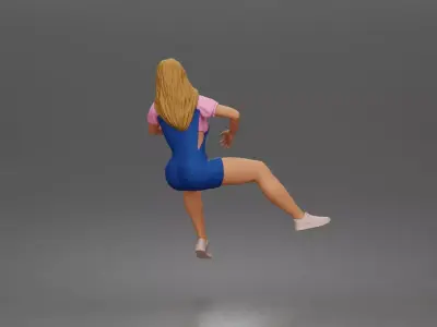 teenage girl carried by a man casual overall outfit sneakers 3D print model