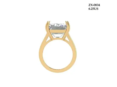 Emerald Solitaire Ring 3D print model 43
