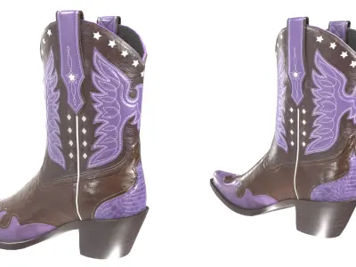 Eagle Star Cowboy Violet Boots 3D model