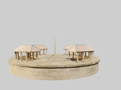 lowpoly well detailed Medieval stadium Low-poly 3D model