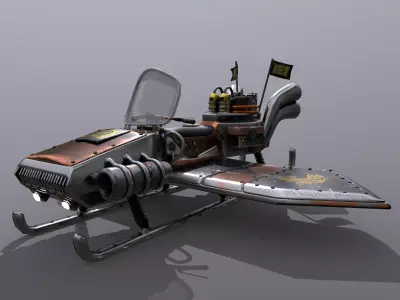 Flying steampunk motorcycle 3D model
