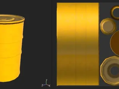 Barrel metal can with hole in it Free low-poly 3D model
