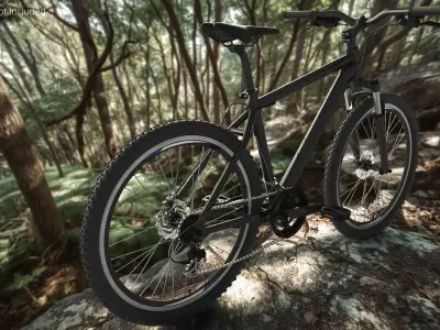 Cross Country Hardtail Bicycle Gray Black Rigged 3D model purchase