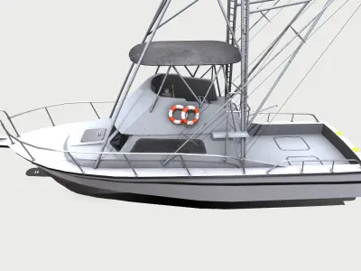 Sports Fishing Boat Low-Poly PBR Low-poly 3D model