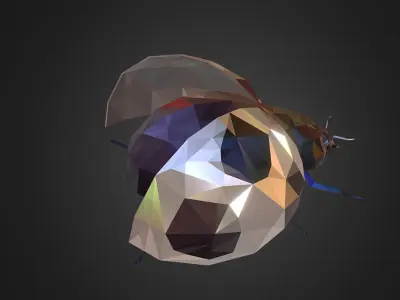 Bug Ladybug White Low Polygon Art Insect Low-poly 3D model