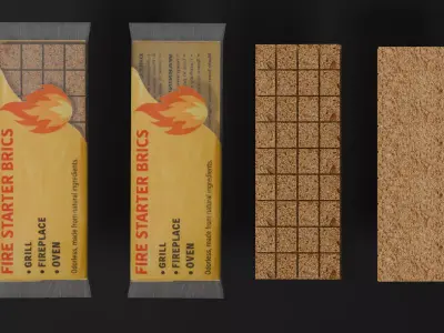 Low Poly Fire Starter Bricks - Game Ready Campfire Fuel Pack Low-poly 3D model