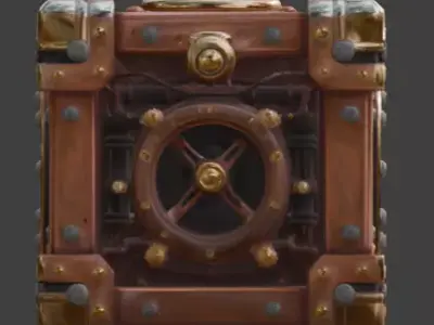 Steampunk Industrial Power Crate 3D Model Low-poly 3D model