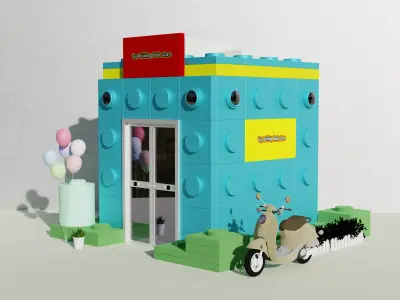 Lego Store lowpoly 3D model