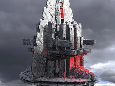 Alien Inquisitor Grand Ship City Kit bash 3D model