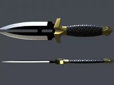 Double Shadow Black Knife Low-Poly 3D Models Low-poly 3D model