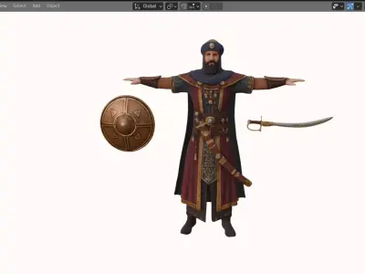 Realistic Arabian Desert Warrior 3D Model  Rigged  Game Ready Low-poly 3D model buy
