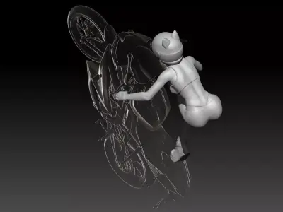 superbike short girl ride 3 3D print model