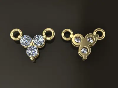 3 Stone Triangle Frame Solitaire Pendant 2mm 3D print model