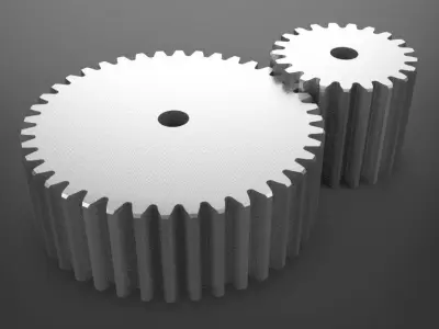 Gears two on computer screen Free 3D model
