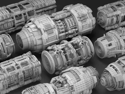 Sci Fi Mega Elements KITBASH - SUBDIVISION READY - Full pack 3D model