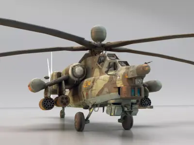 Russian Mi28 Havoc attack helicopter Low-poly 3D model