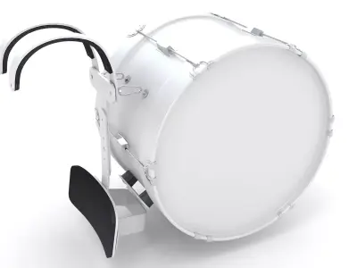 Marching bass drum with carrier pure white 3D model purchase