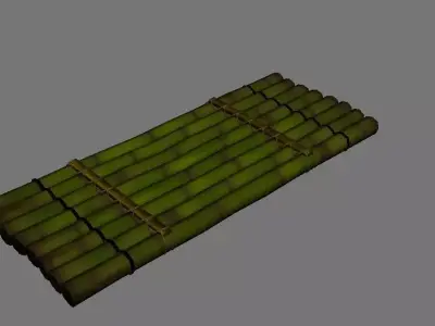 bamboo boat Low-poly 3D model