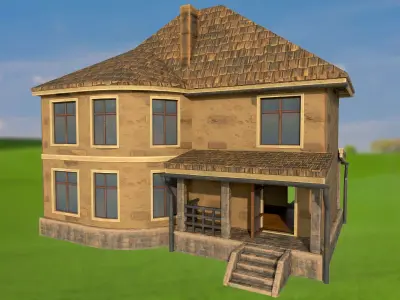 House homestead villa PBR  game ready Low-poly 3D model