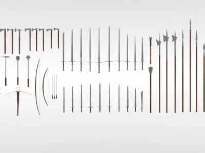 Big medieval weapon collection Low-poly 3D model