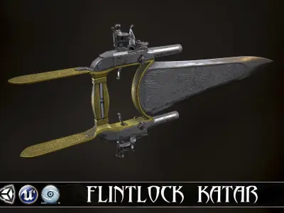 WRATH OF THE GODDESS - Flintlock Katar Low-poly 3D model