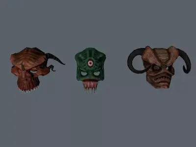 Demonic Helmets Low-poly 3D model