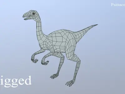 Thai Dinosaur Kinnareemimus Low-poly 3D model