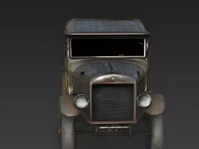 Realistic Wrecked Vintage Military Truck 3D Model Low-poly 3D model
