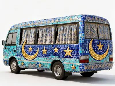 Celestial Mosaic Minibus 3D Model Low-poly 3D model