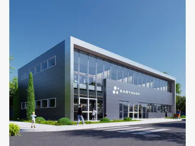 Commercial building Low-poly 3D model 8
