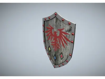 medieval wooden shield Free low-poly 3D model