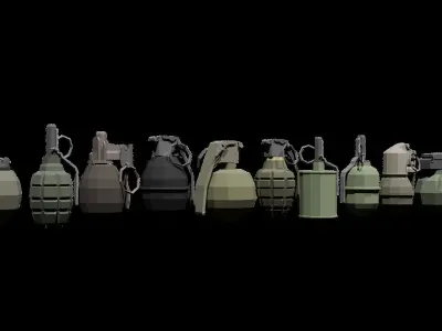 Low Poly Grenades Collection Low-poly 3D model