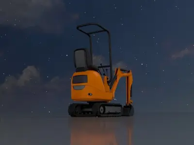 Mini-Digger Orange Low-poly 3D model