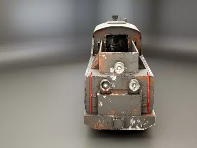 Narrow-gauge Rusted Old Black Steam Locomotive 3D model