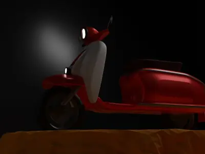 LOW POLY SCOOTER in desert Low-poly 3D model