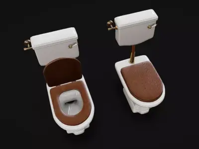 Vintage Toilet Low-poly 3D model