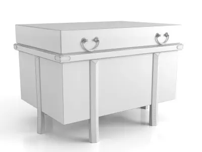 Korean Storage Chest Table Red Stain 3D model