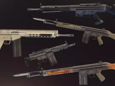 HK G3 Battle Rifle Low-poly 3D model