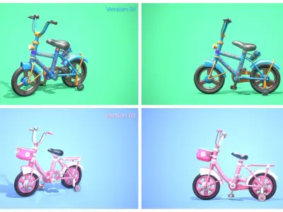 Low Poly Cartoony Bicycle Pack for Ar Vr and Games purchase