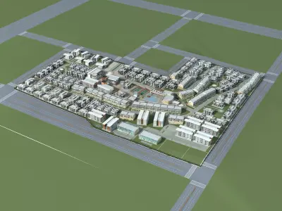 Architecture residential area in middle of city 3D model