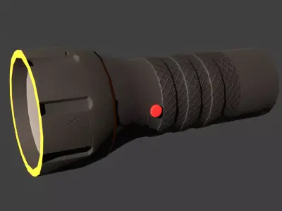 Low Poly Black Flashlight PBR Game Ready Low-poly 3D model