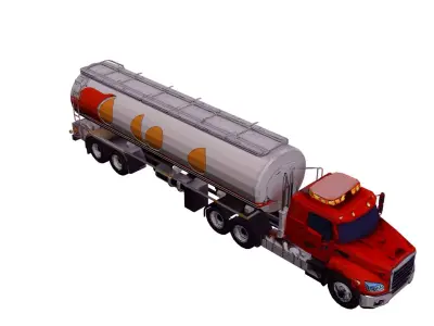 Low Poly Fuel Tanker Truck Vehicle Model PBR Texture Low-poly 3D model