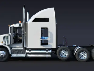 Kenworth T800 Sleeper Semi Truck Low-poly 3D model