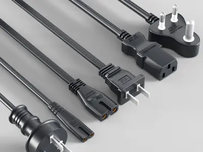 Multi Plugs 3d model  Cable with male and female 3D model  Low-poly 3D model